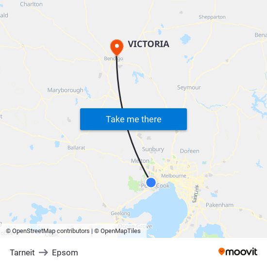 Tarneit to Epsom map