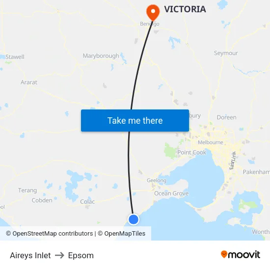 Aireys Inlet to Epsom map