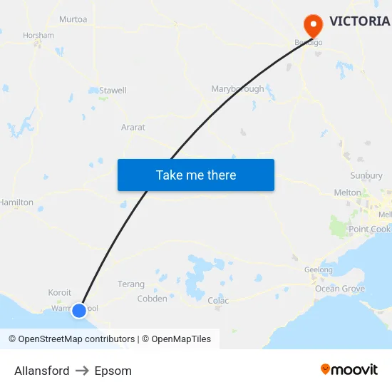 Allansford to Epsom map