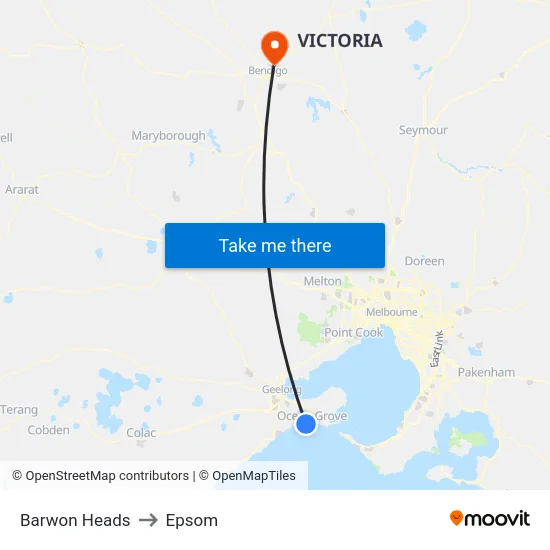 Barwon Heads to Epsom map