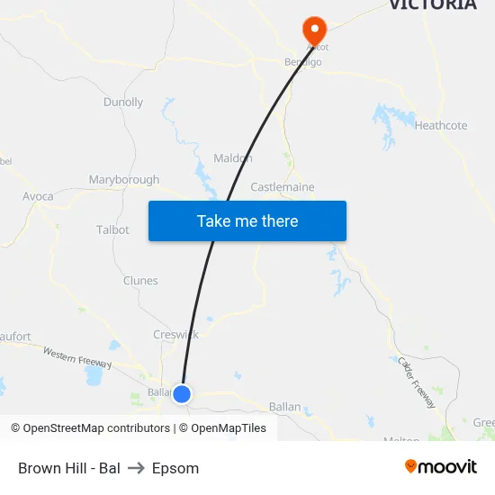 Brown Hill - Bal to Epsom map