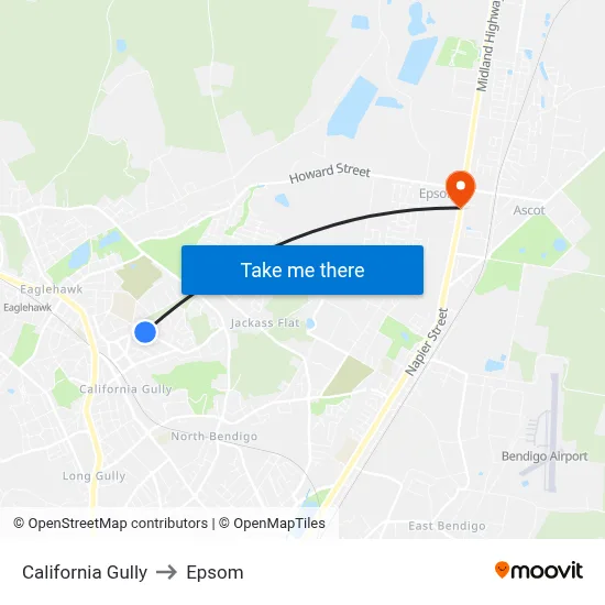 California Gully to Epsom map