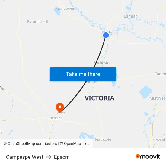 Campaspe West to Epsom map