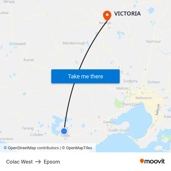 Colac West to Epsom map