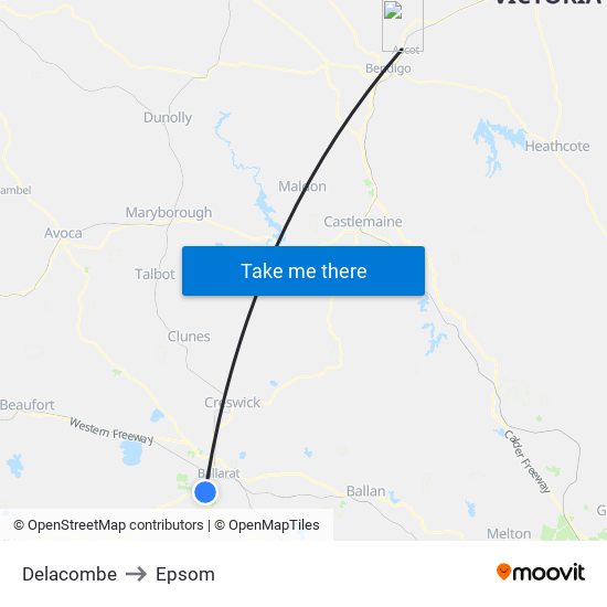 Delacombe to Epsom map