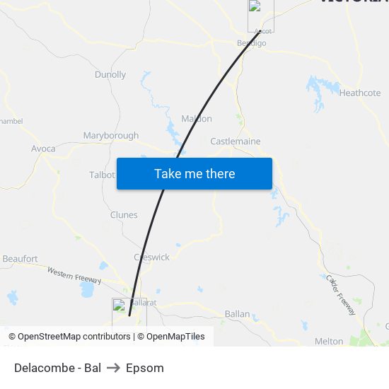 Delacombe - Bal to Epsom map