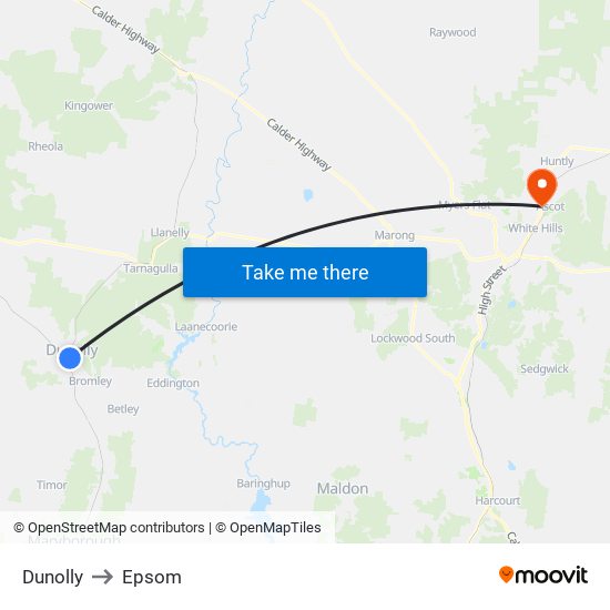 Dunolly to Epsom map