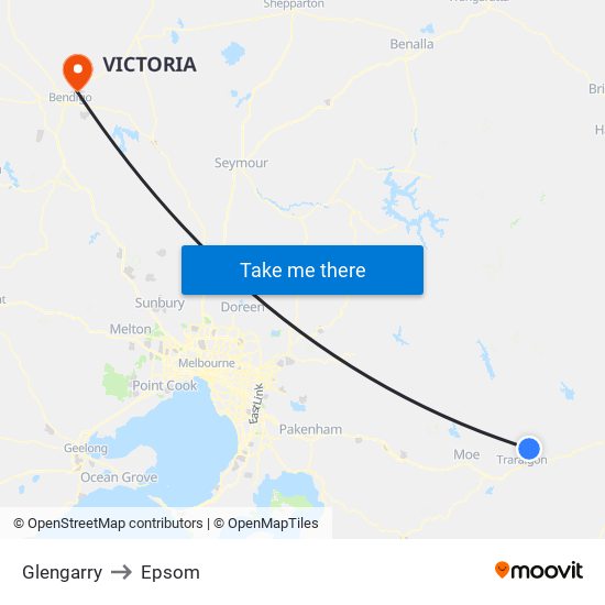 Glengarry to Epsom map