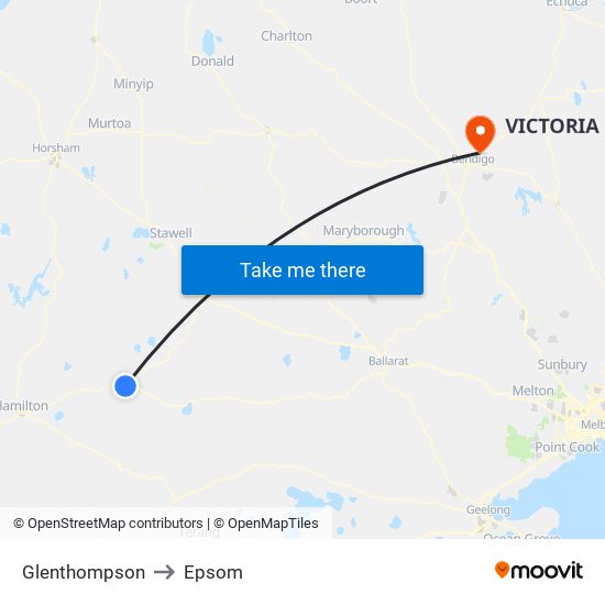 Glenthompson to Epsom map