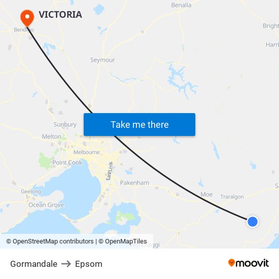 Gormandale to Epsom map