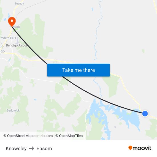 Knowsley to Epsom map