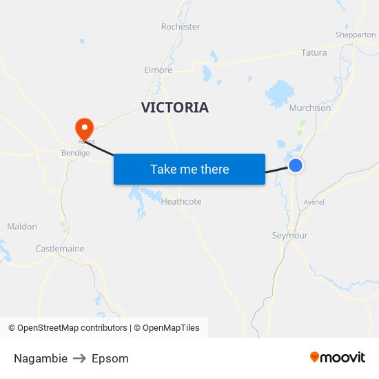Nagambie to Epsom map