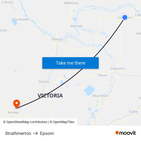 Strathmerton to Epsom map