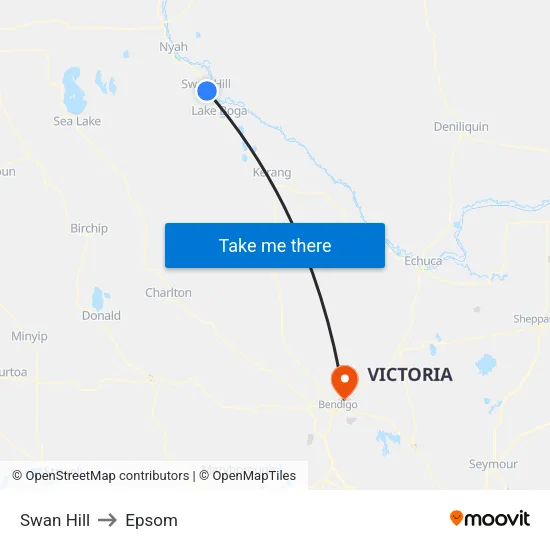 Swan Hill to Epsom map