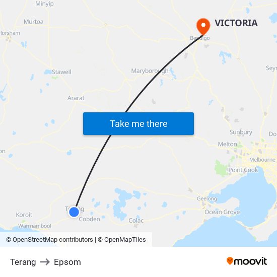 Terang to Epsom map