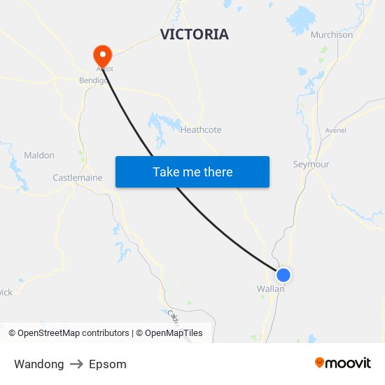 Wandong to Epsom map