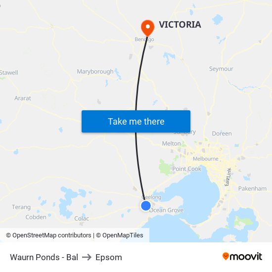 Waurn Ponds - Bal to Epsom map