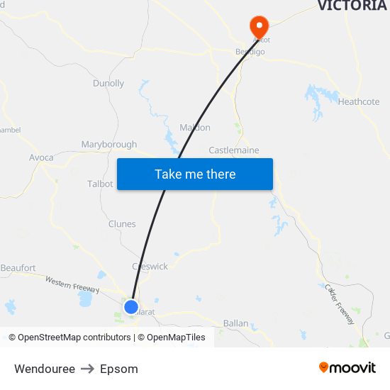 Wendouree to Epsom map