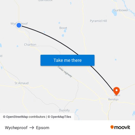 Wycheproof to Epsom map