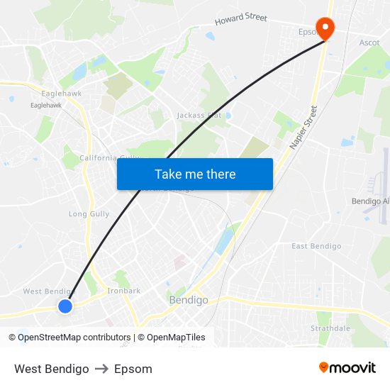 West Bendigo to Epsom map