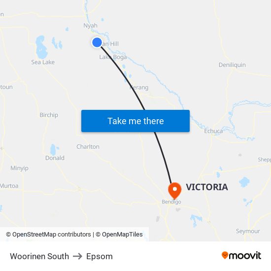 Woorinen South to Epsom map