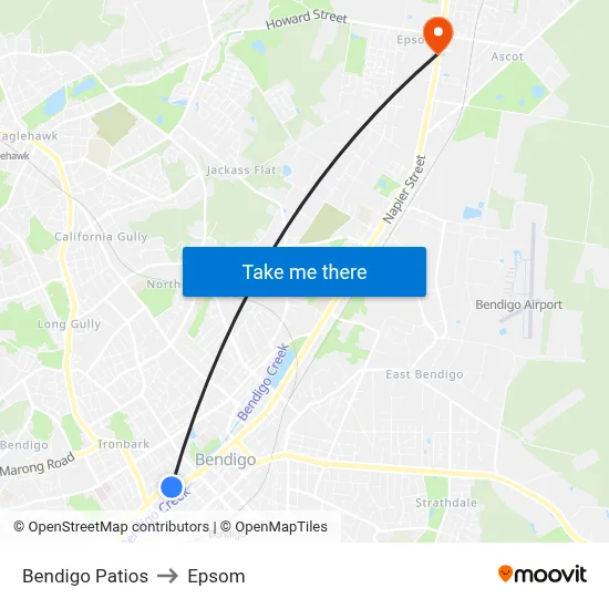 Bendigo Patios to Epsom map