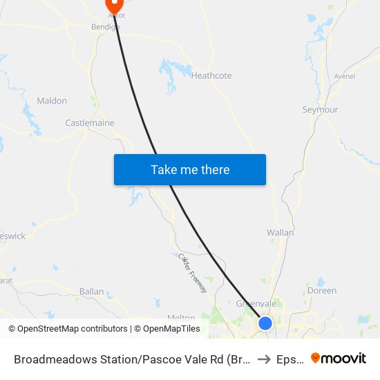 Broadmeadows Station/Pascoe Vale Rd (Broadmeadows) to Epsom map