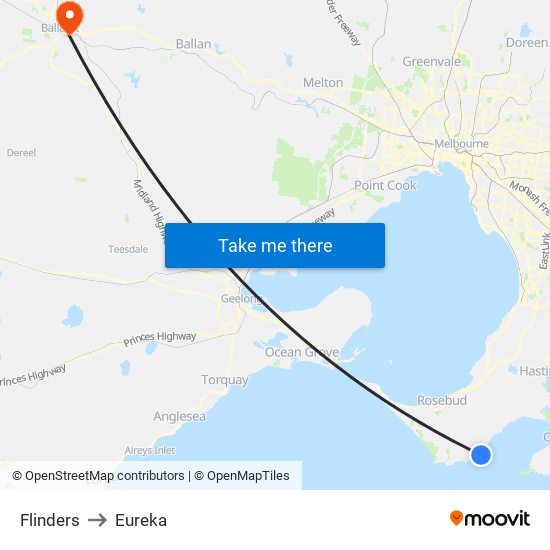 Flinders to Eureka map