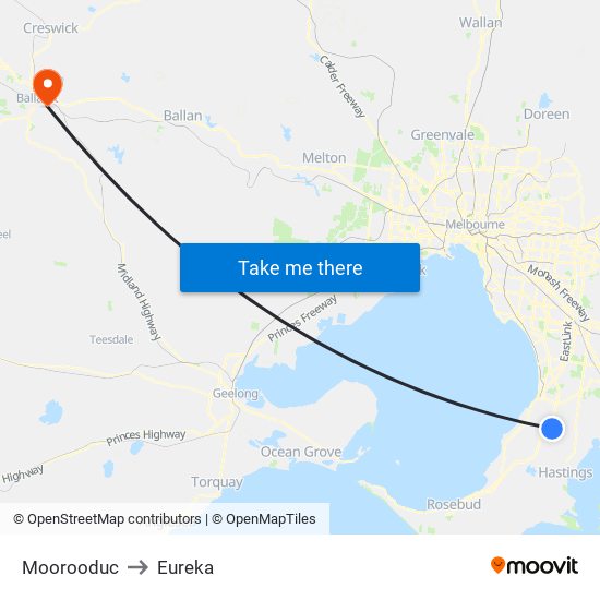 Moorooduc to Eureka map