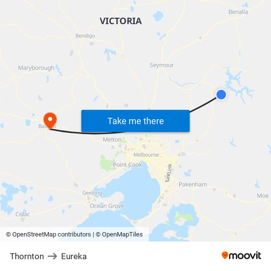 Thornton to Eureka map