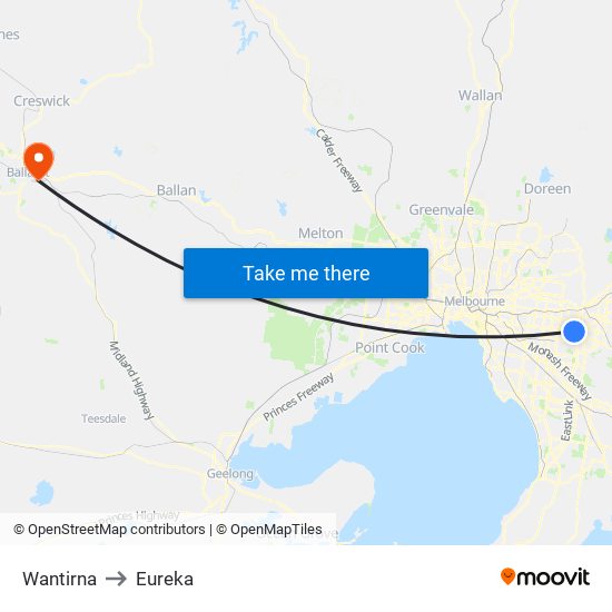 Wantirna to Eureka map