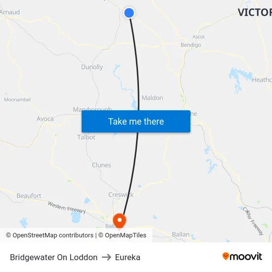 Bridgewater On Loddon to Eureka map