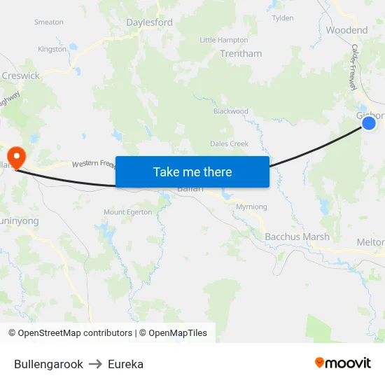 Bullengarook to Eureka map