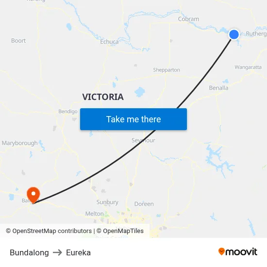 Bundalong to Eureka map