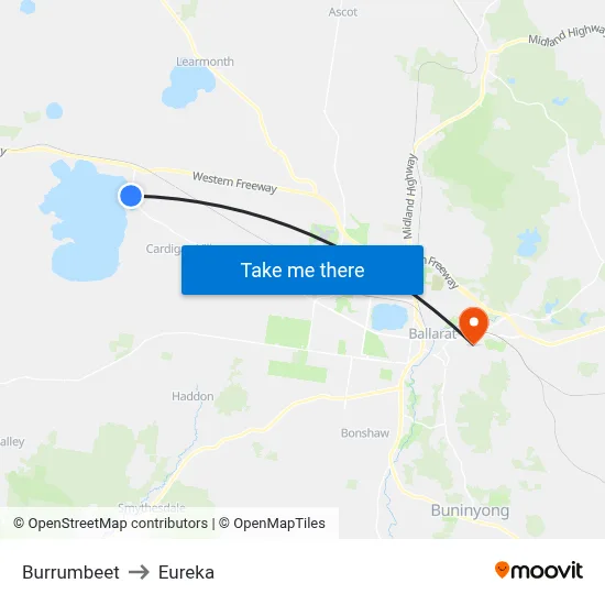 Burrumbeet to Eureka map