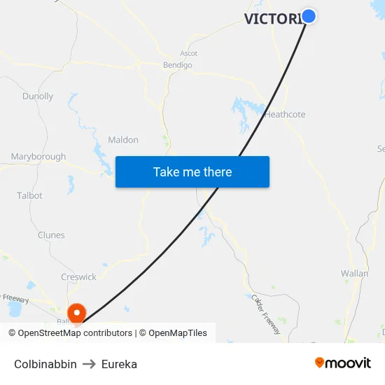 Colbinabbin to Eureka map