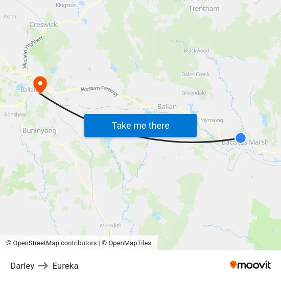 Darley to Eureka map