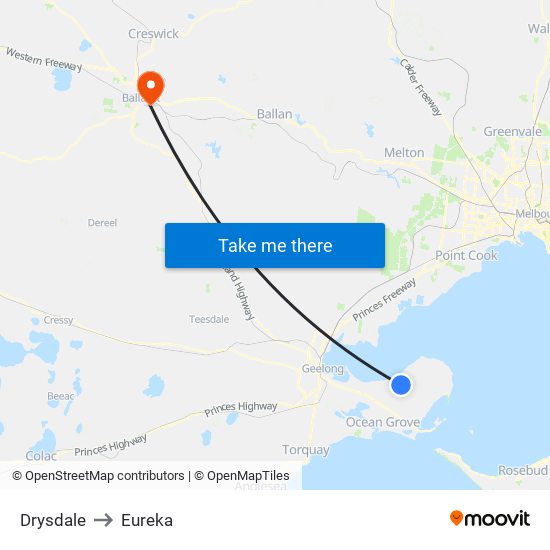 Drysdale to Eureka map