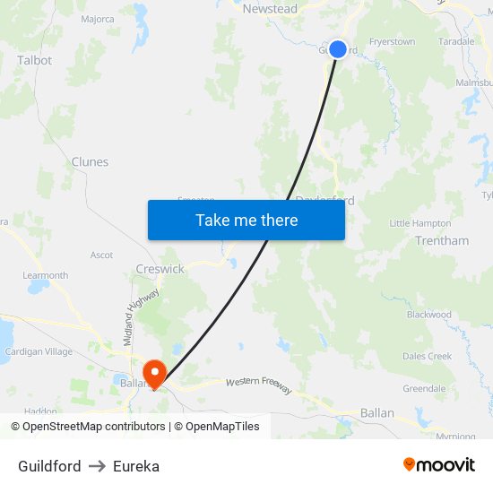 Guildford to Eureka map