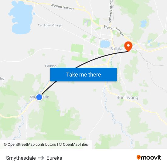 Smythesdale to Eureka map