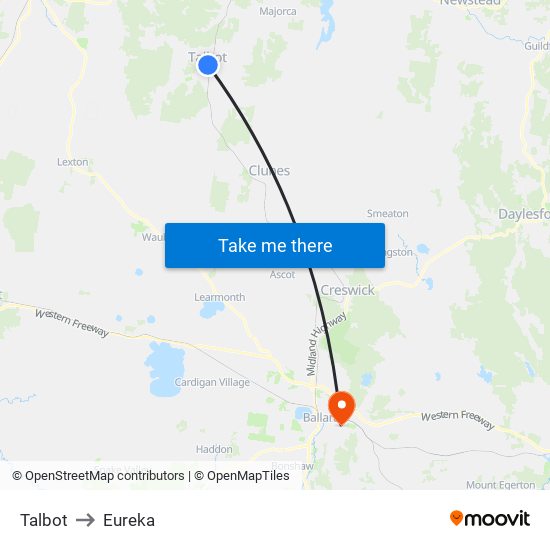 Talbot to Eureka map