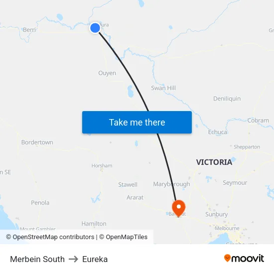 Merbein South to Eureka map