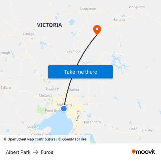 Albert Park to Euroa map