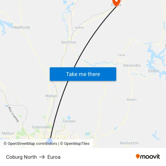 Coburg North to Euroa map