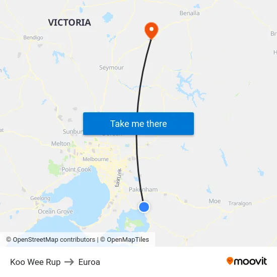 Koo Wee Rup to Euroa map