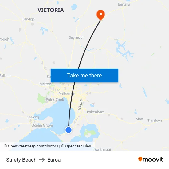 Safety Beach to Euroa map