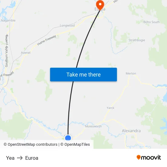 Yea to Euroa map