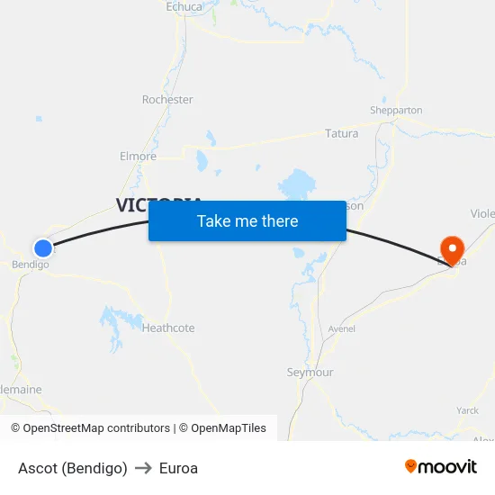 Ascot (Bendigo) to Euroa map