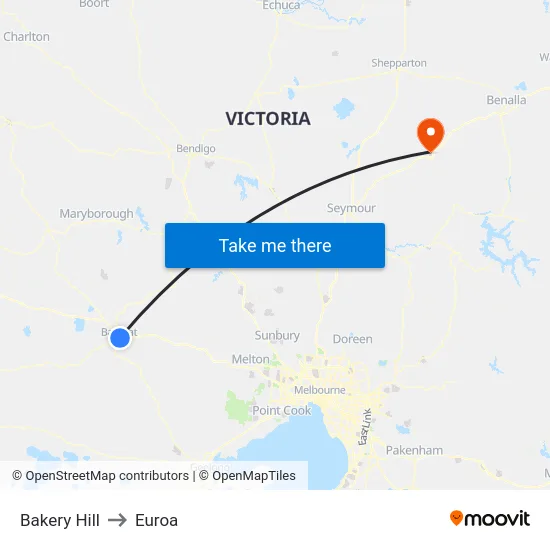 Bakery Hill to Euroa map