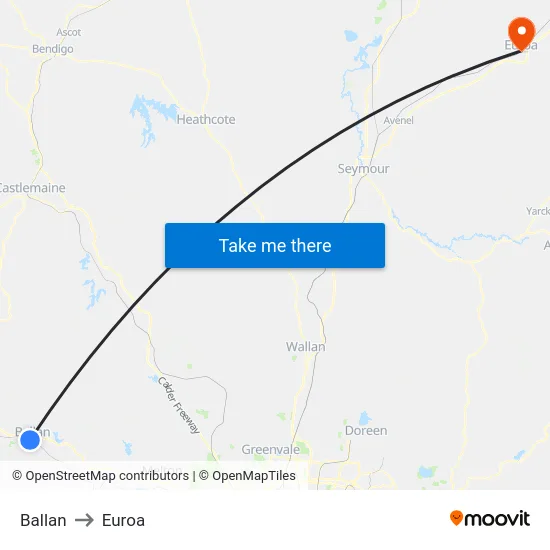 Ballan to Euroa map